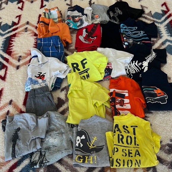 Carter's Other - Boys 3T summer lot of 21 pieces. Cars, surf, plaid, shorts, dinosaurs, guitars.